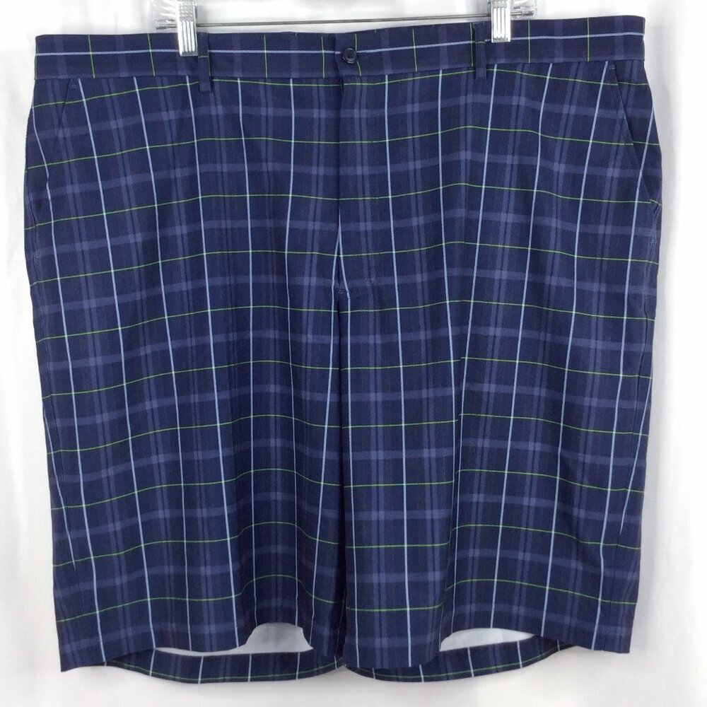 Kirkland Plaid Shorts Mens Size 44 Seattle Seahawks Colors Stretch 10" Inseam